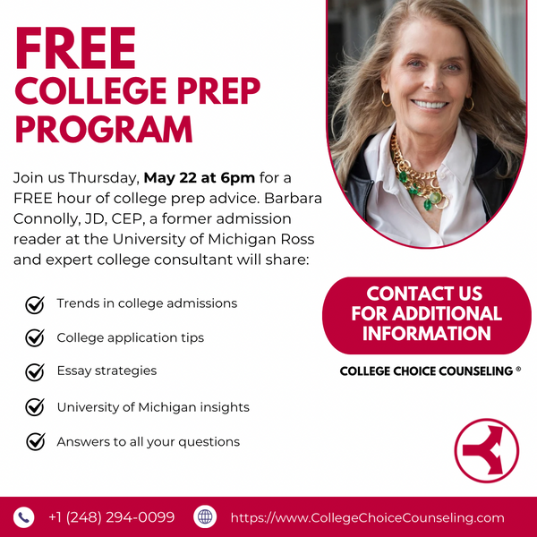 Free College Prep Program with Admissions Expert Barbara Connolly
